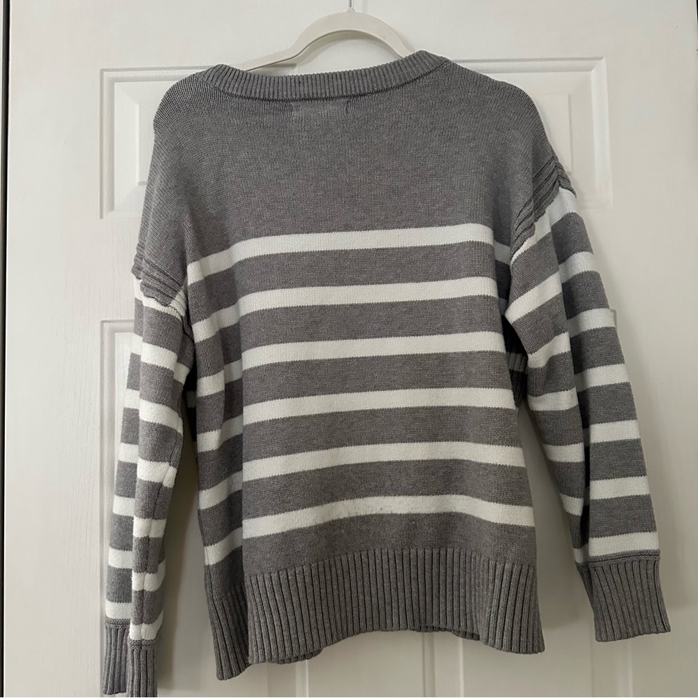 Philosophy Flannel Snow Globe Gray And White Striped Sweater XL - Picture 6 of 6